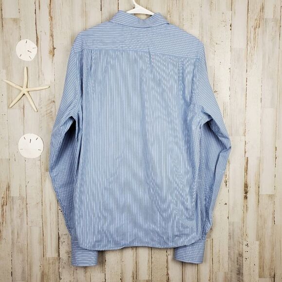 Hollister Striped Button Down Shirt Blue Large - Picture 2 of 8
